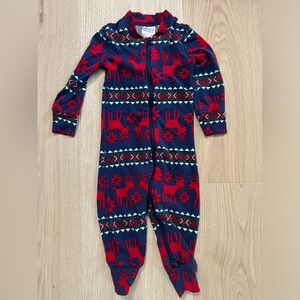 Hanna Andersson Festive Red and Navy Kids Footie